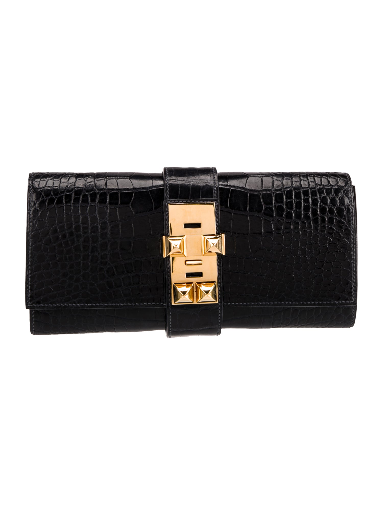 Hermès Shiny Alligator Medor 23 Clutch