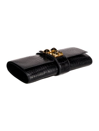 Hermès Shiny Alligator Medor 23 Clutch