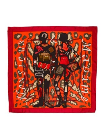 Hermès Scarves and Shawls Monsieur et Madame Silk Scarf 90cm