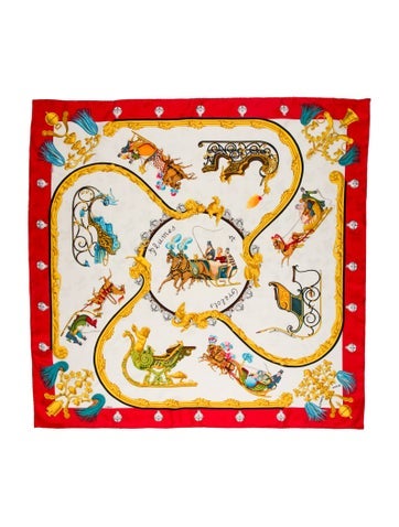 Hermès Scarves and Shawls Plumes Et Grelots Jacquard Silk Scarf 90cm