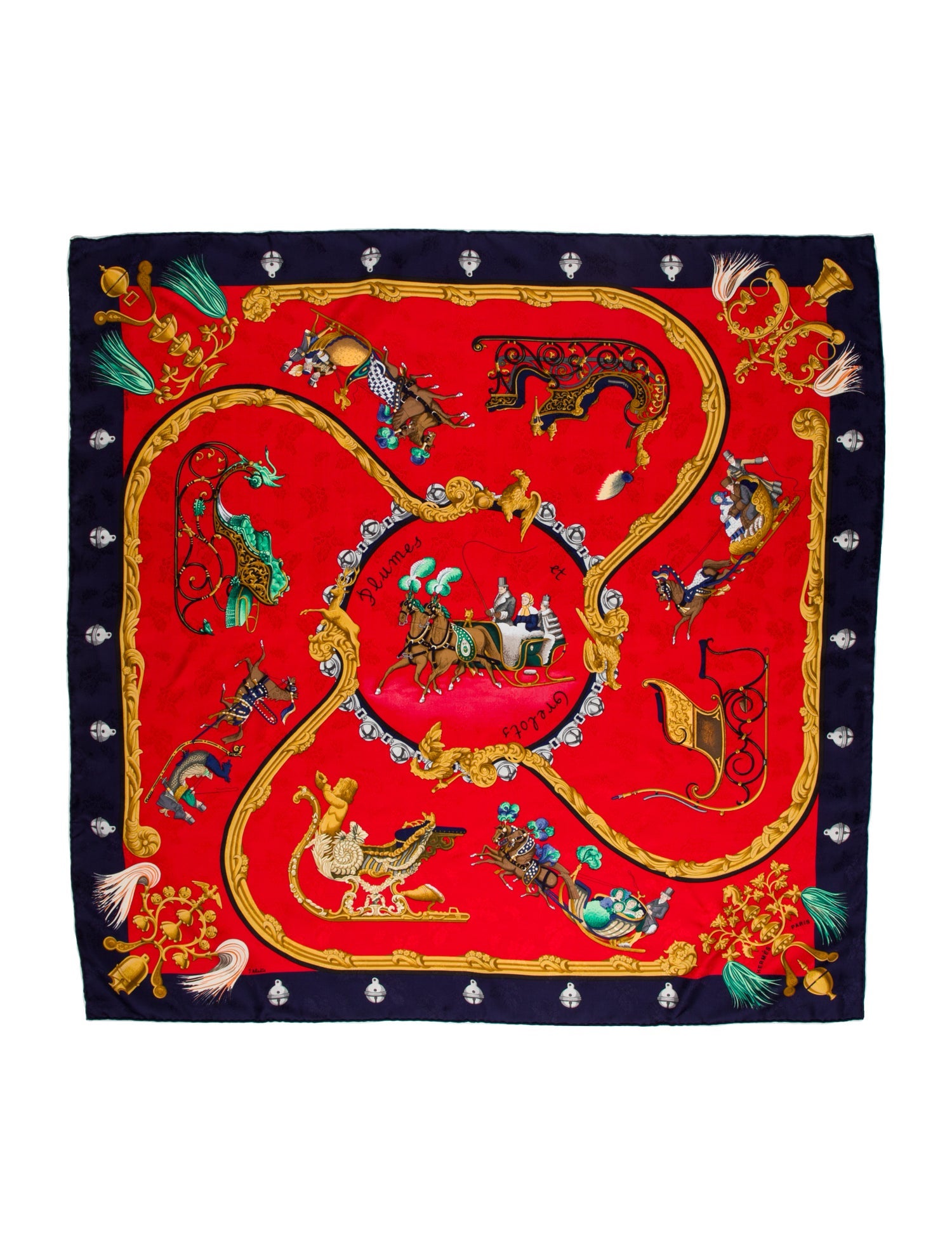 Hermès Plumes Et Grelots Jacquard Silk Scarf