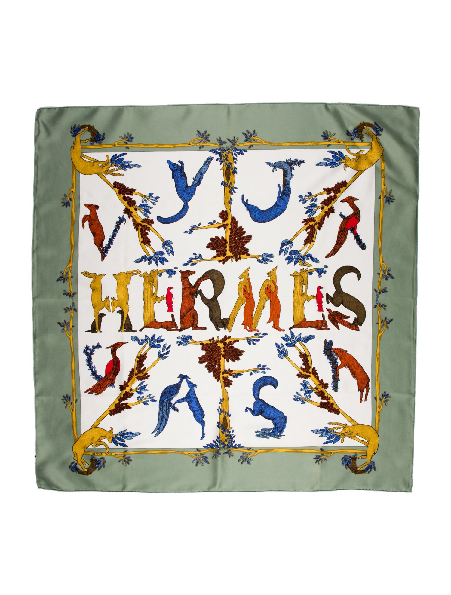 Hermès Animal Alphabet Silk Scarf