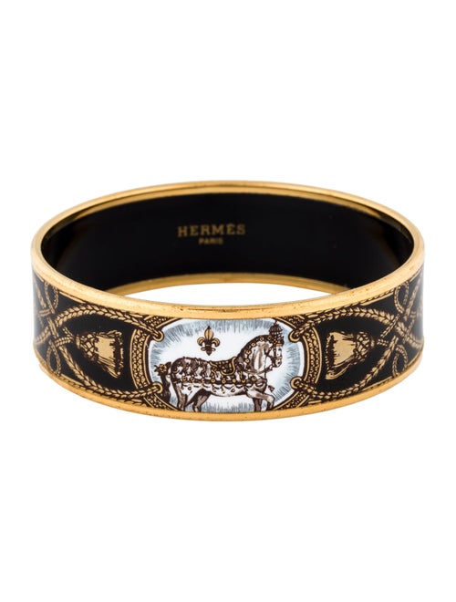 Hermès Vintage Wide Enamel Bangle Bracelet