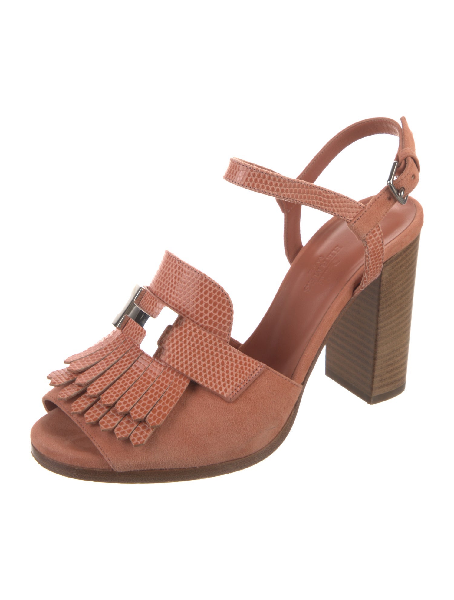 Hermès H Logo Suede Slingback Sandals