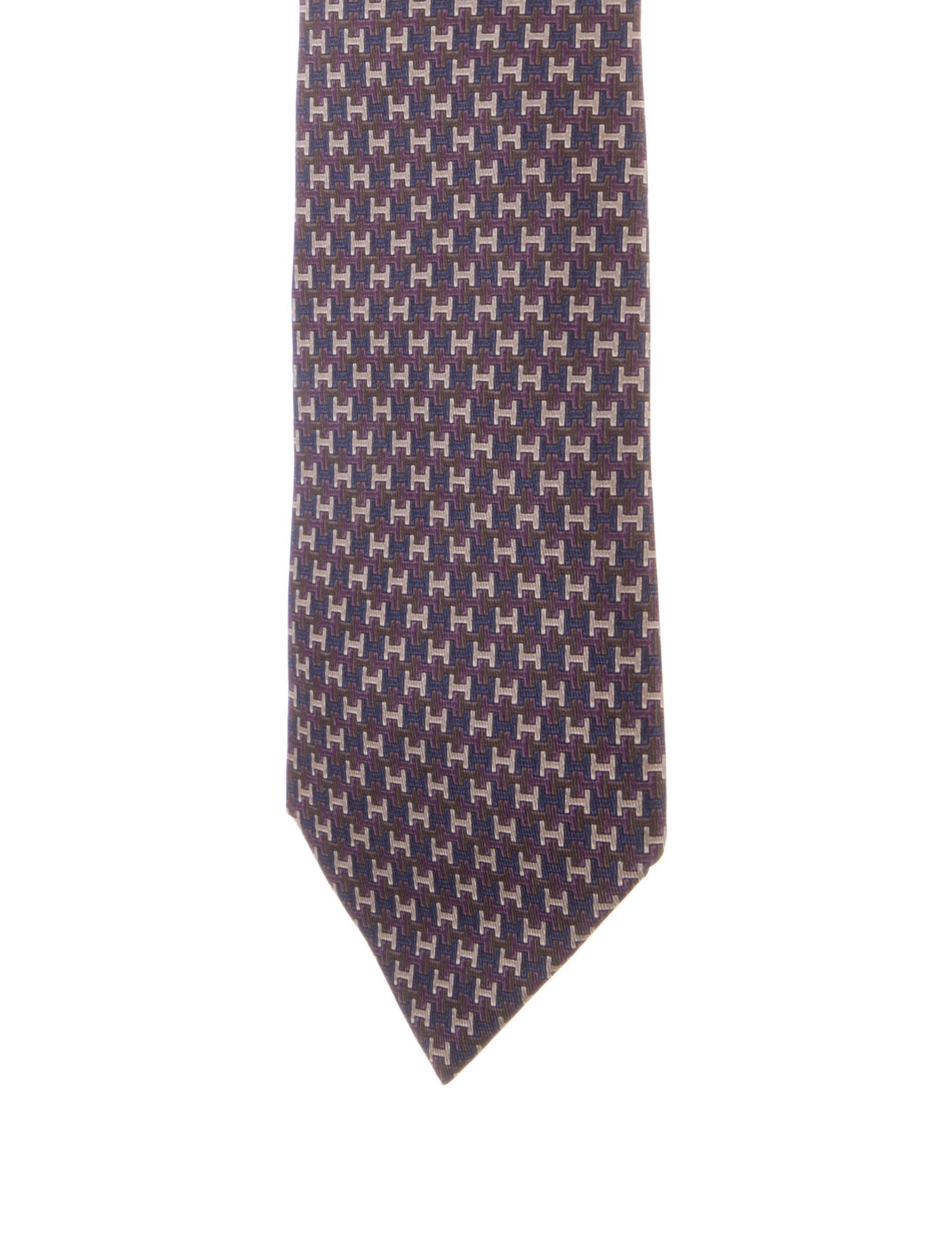 Hermès Pattern Print Silk Tie