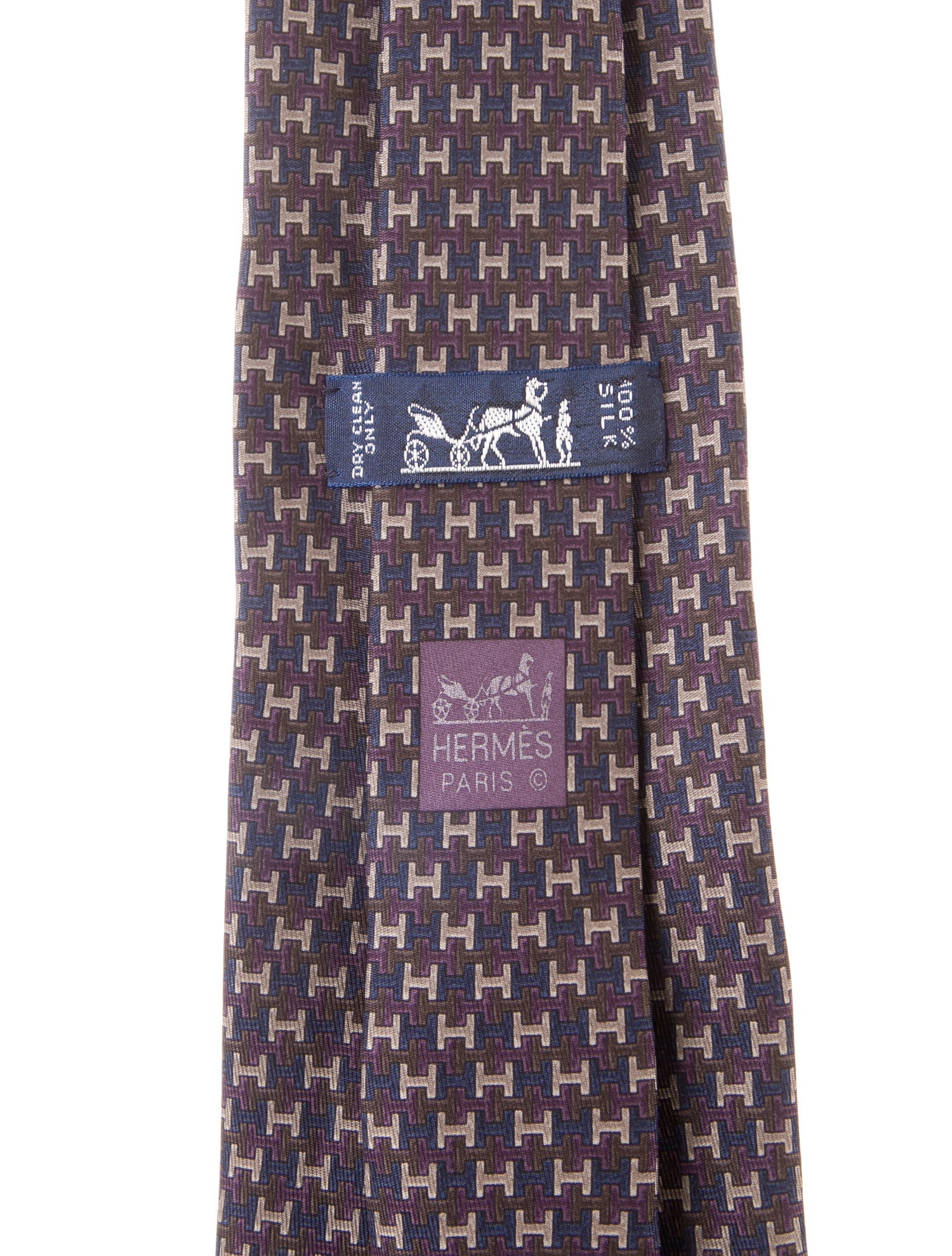 Hermès Pattern Print Silk Tie