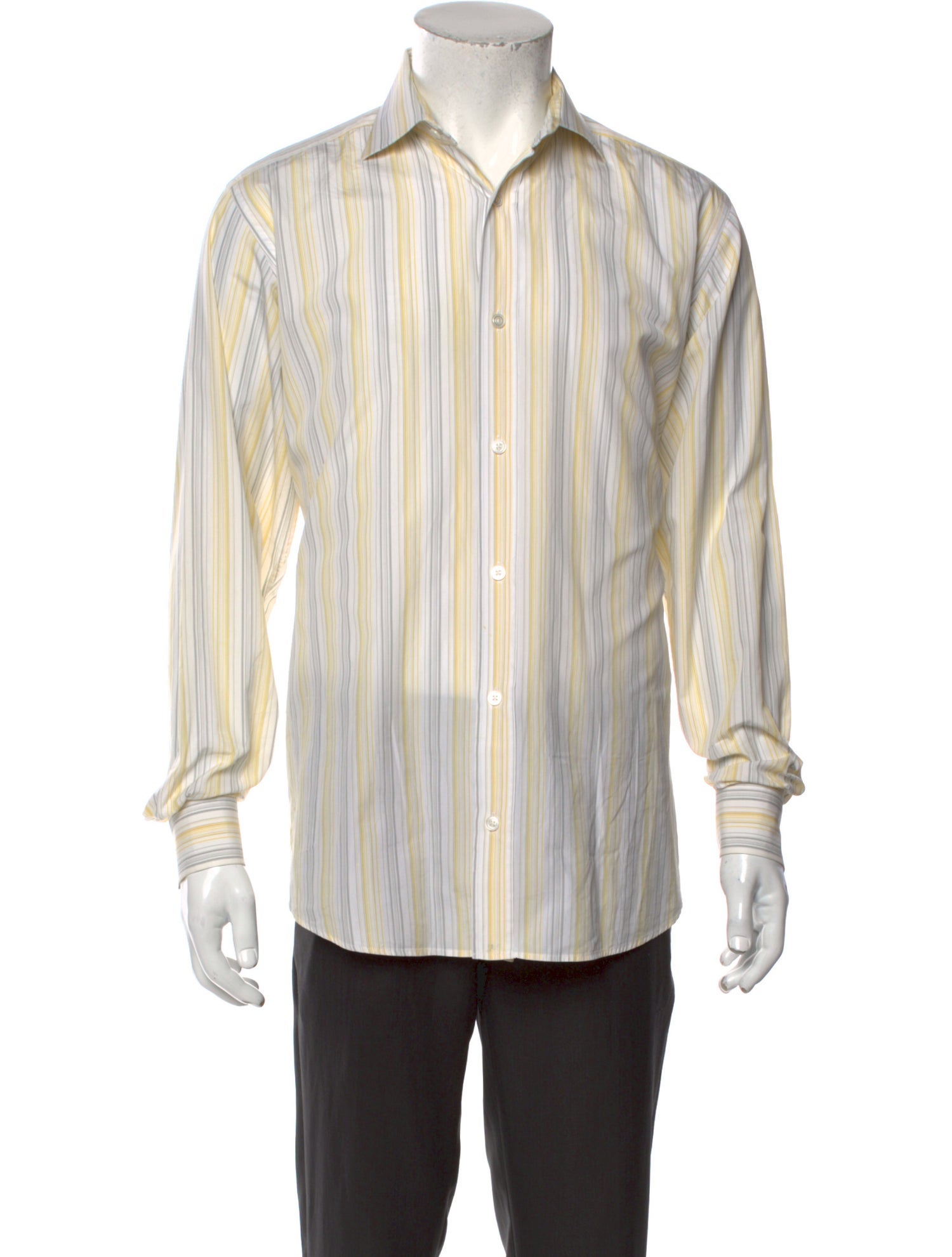 Hermès Striped Long Sleeve Dress Shirt - Yellow Dress Shirts, Clothing ...