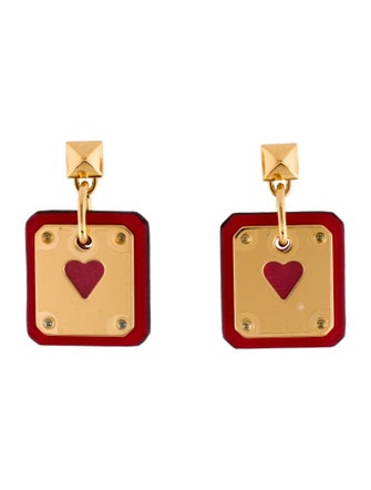 Hermès Leather As de Coeur Drop Earrings