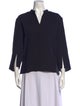 Hermès V-Neck Three-Quarter Sleeve Blouse