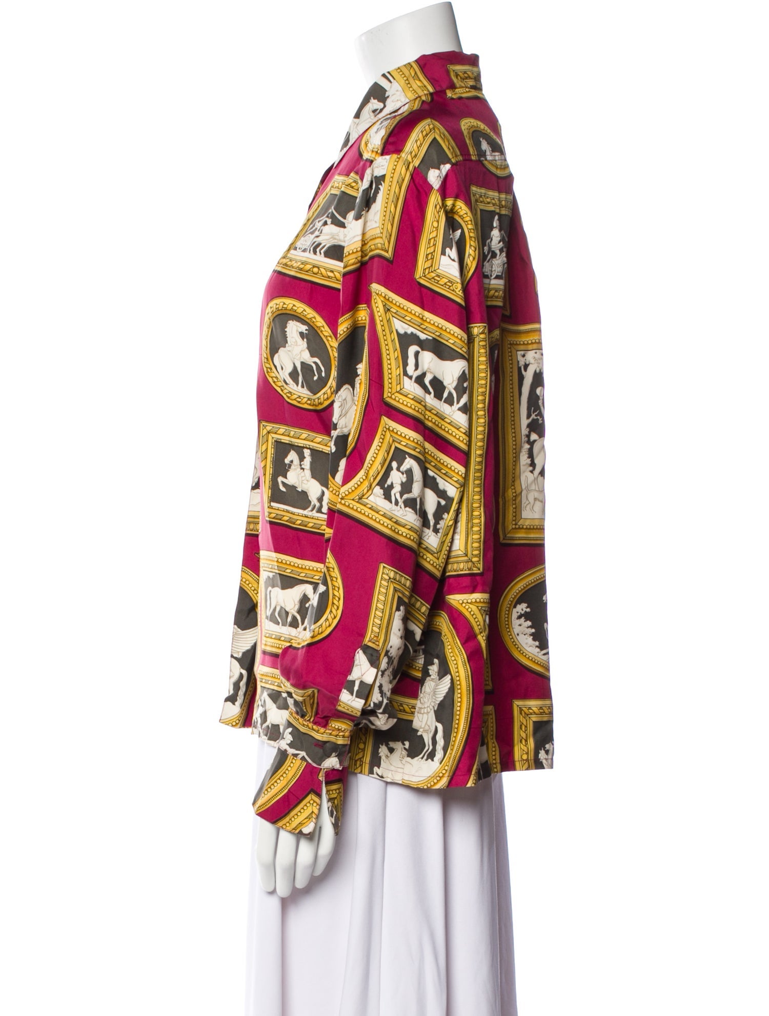 Hermès Silk Printed Button-Up Top