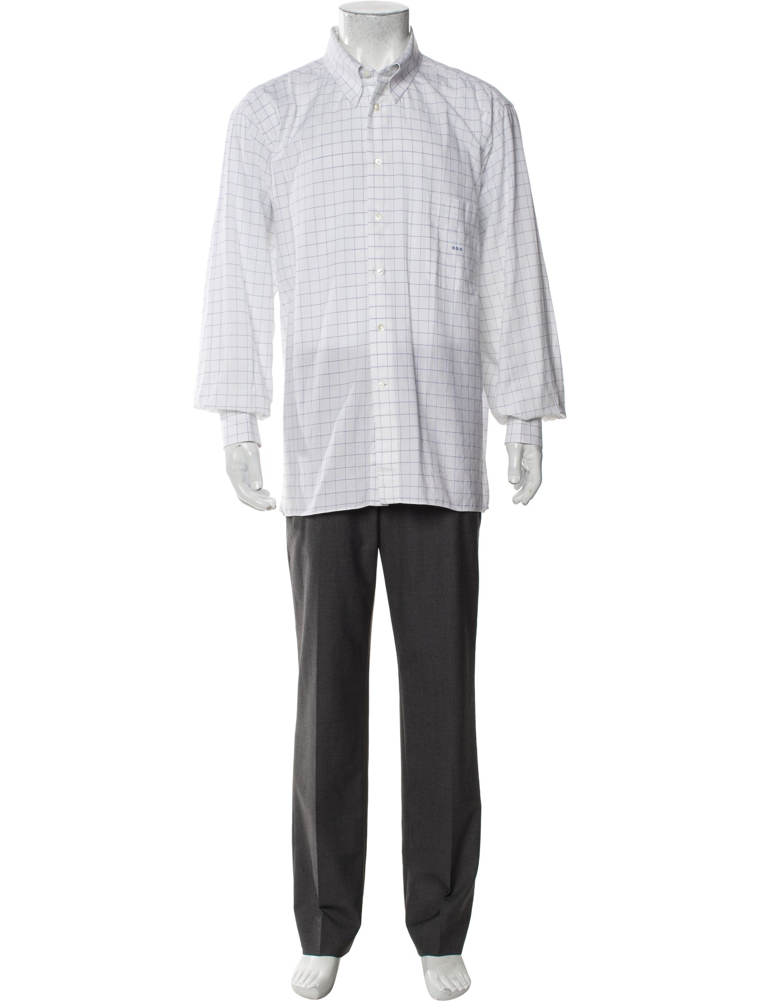 Hermès Plaid Print Long Sleeve Dress Shirt