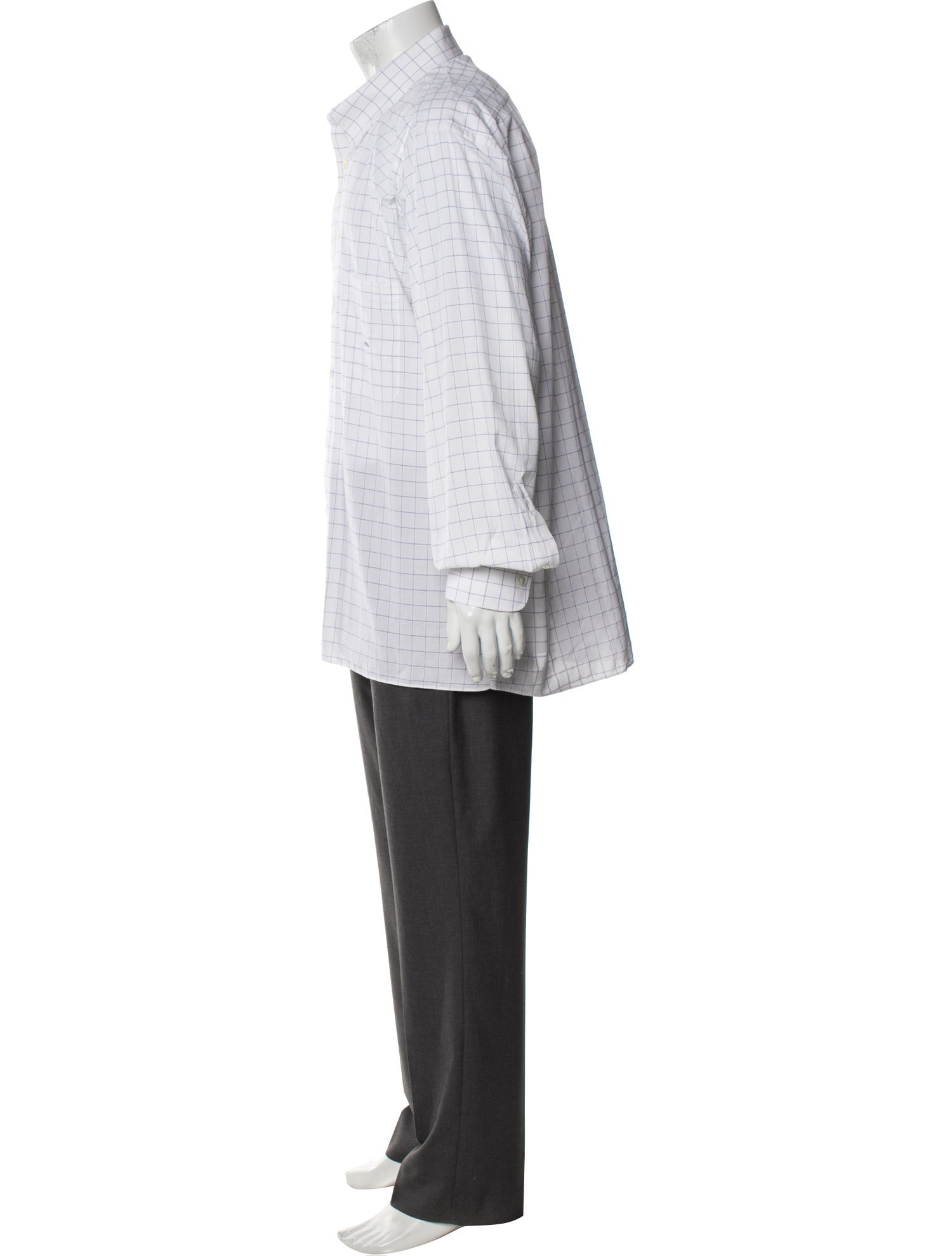 Hermès Plaid Print Long Sleeve Dress Shirt