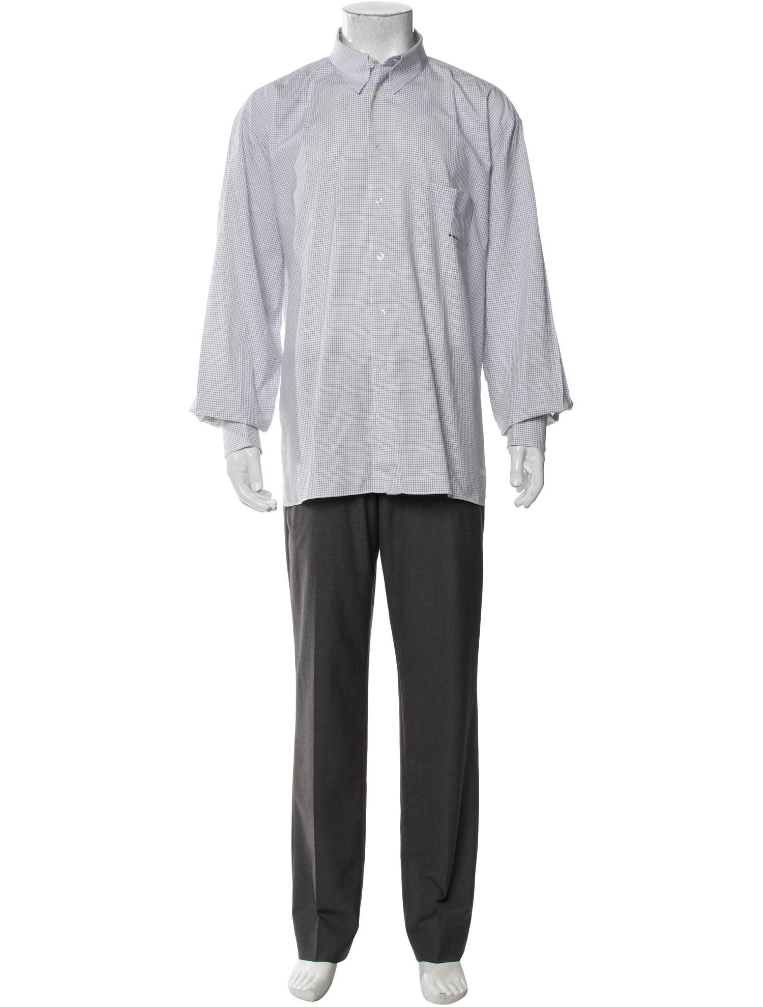 Hermès Plaid Print Long Sleeve Dress Shirt