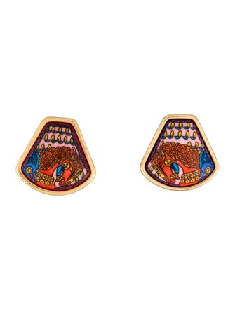 Hermès Vintage Enamel Clip-On Earrings