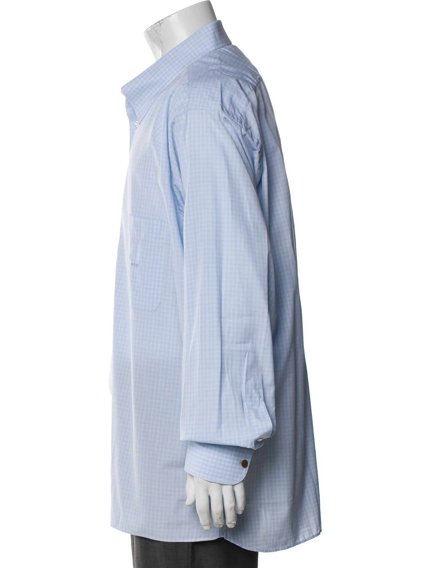 Hermès Plaid Print Long Sleeve Dress Shirt
