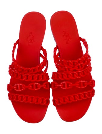 Hermès Nude Chain-Link Accent Slides