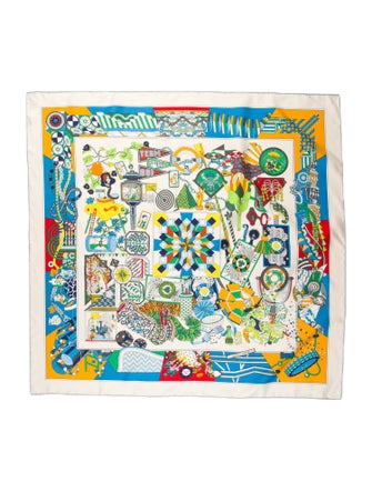 Hermès De L'Ombrelle Aux Duels Double Face Silk Scarf