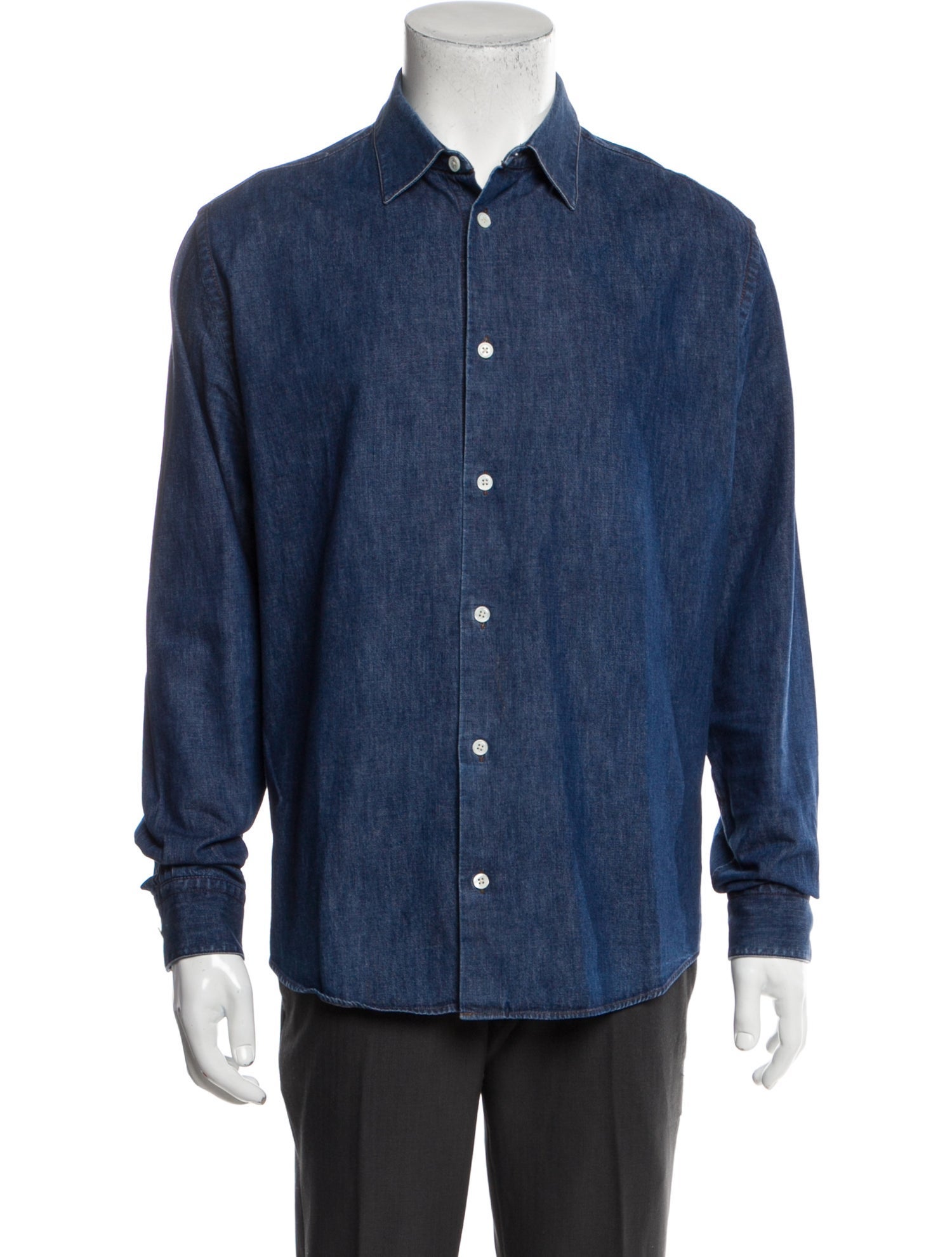Hermès Lambskin Long Sleeve Denim Shirt