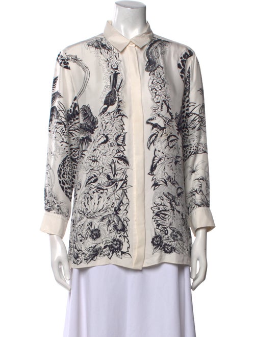 Hermès Silk Printed Button-Up Top