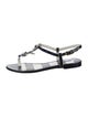 Dolce & Gabbana Leather Striped T-Strap Sandals