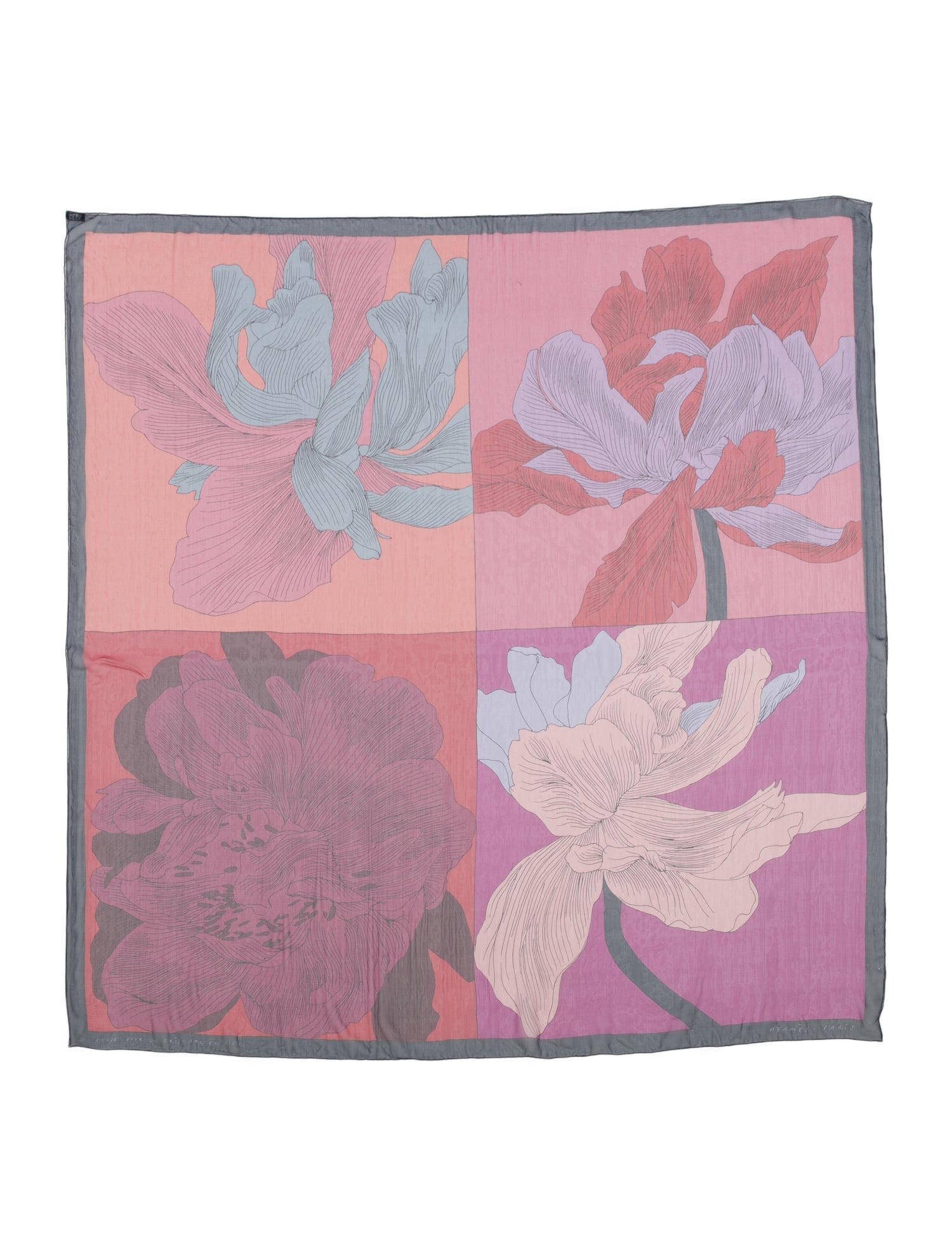 Hermès Etude Pour Un Iris-Arc En Ciel Mousseline Silk Shawl