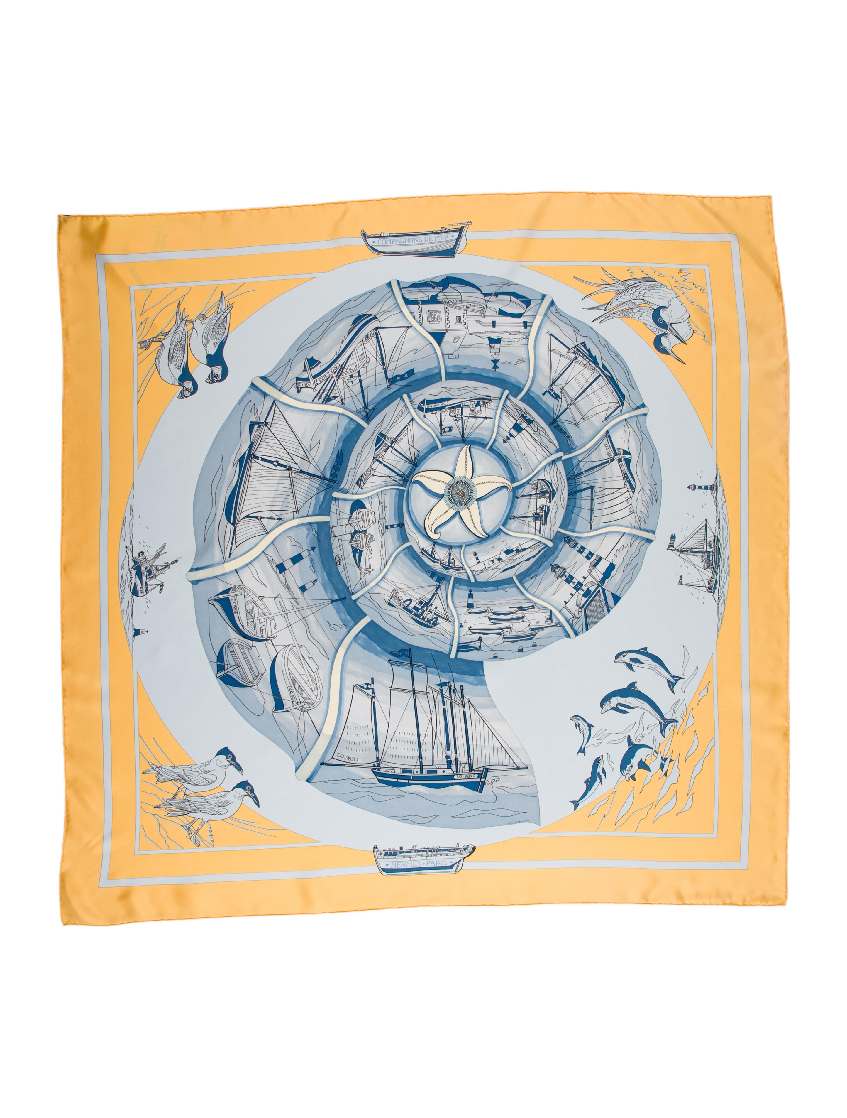 Hermès Compagnons de Mer Silk Scarf
