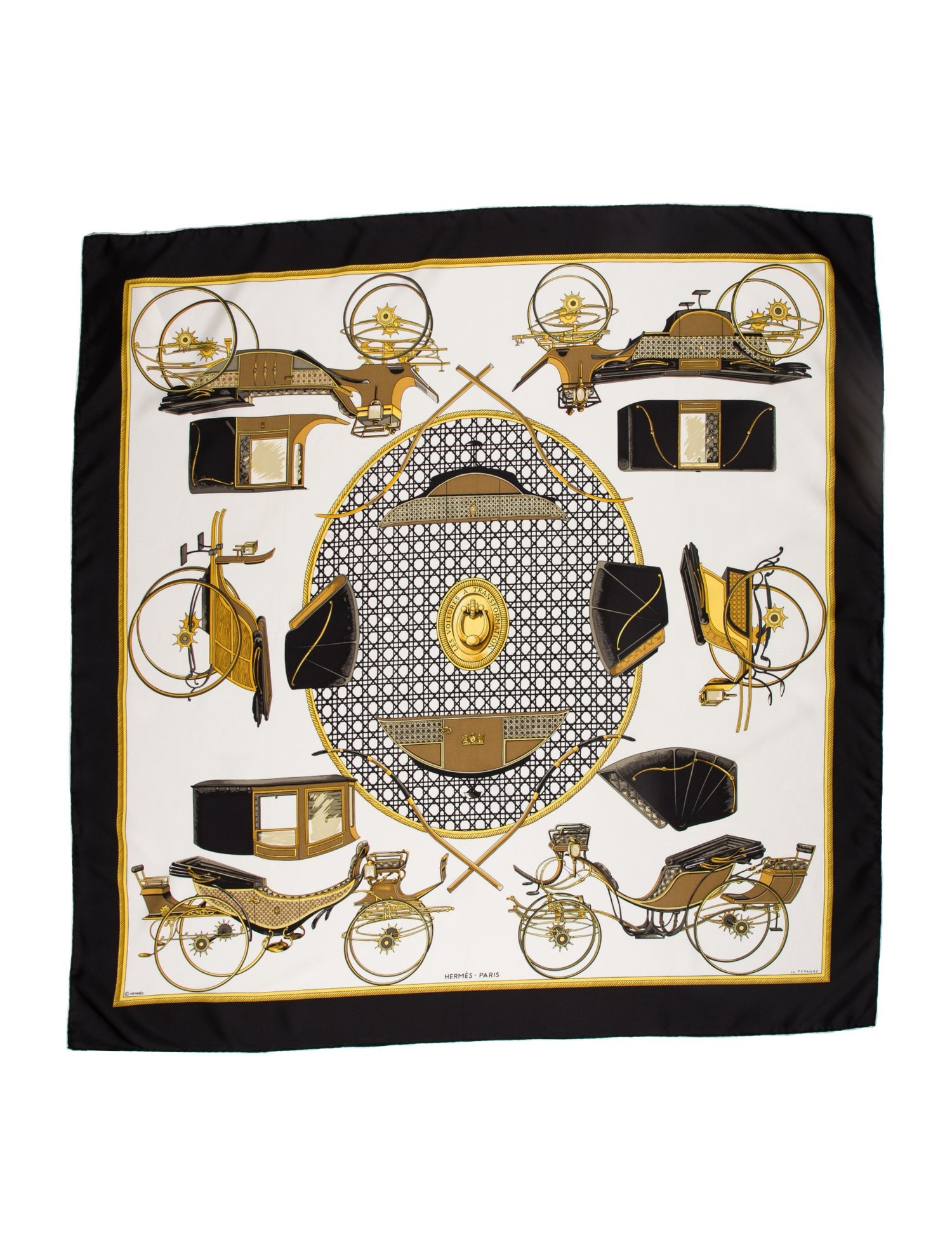 Hermès Les Voitures a Transformation Silk Scarf