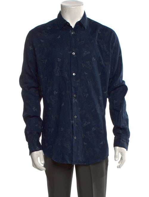 Hermès Printed Long Sleeve Denim Shirt