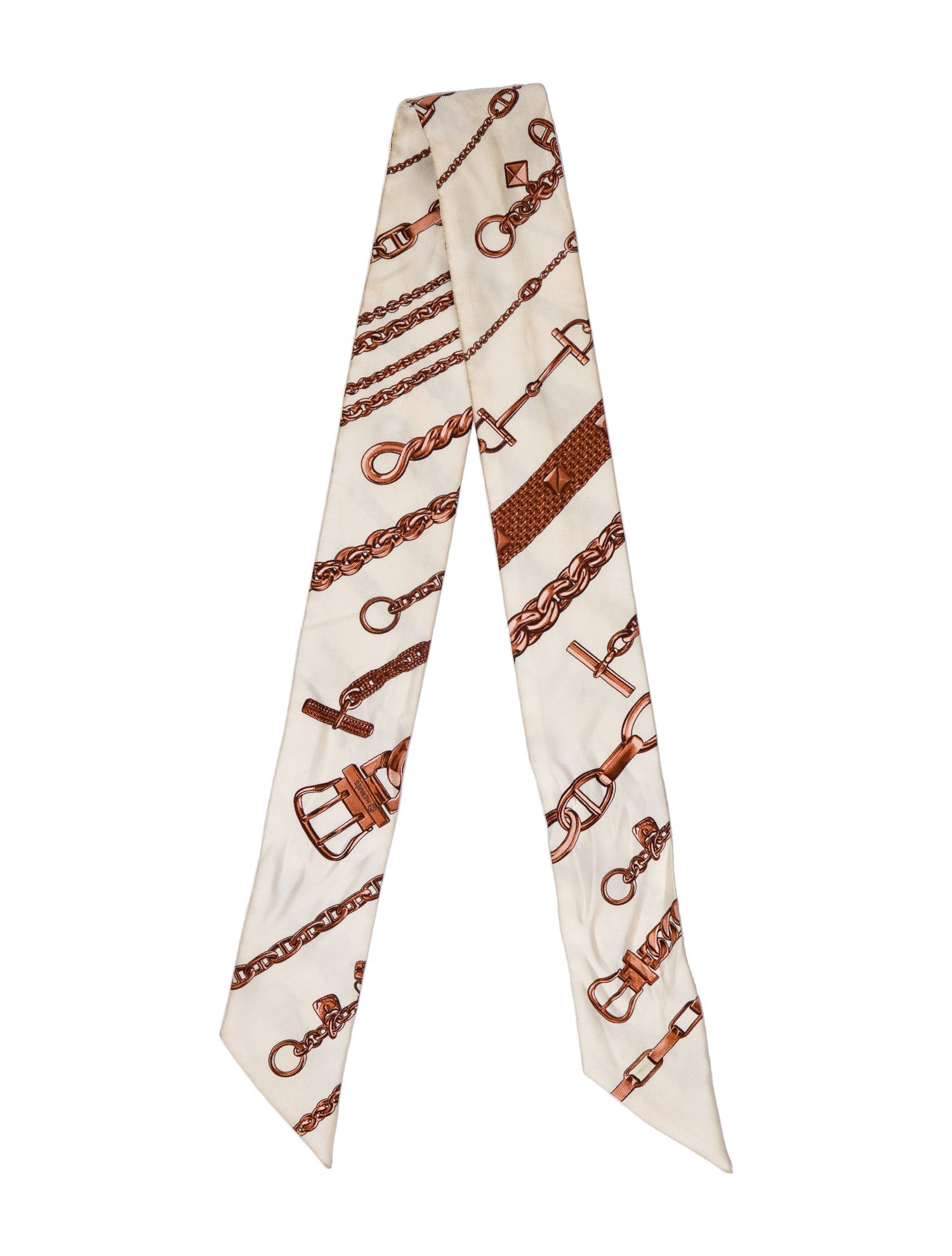 Hermès Chaines et Gourmettes Silk Twilly Scarf