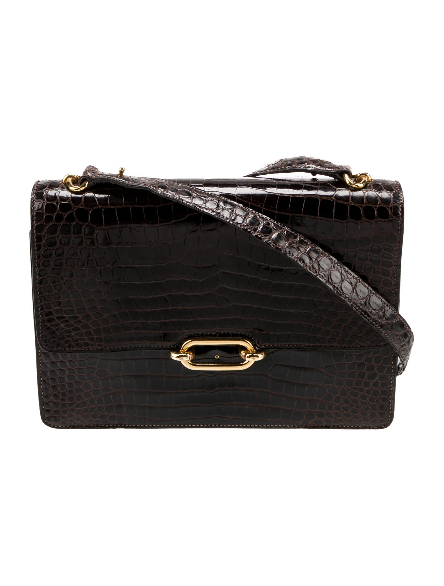 Fendi Zucca Double Flap Baguette Bag - Brown Shoulder Bags