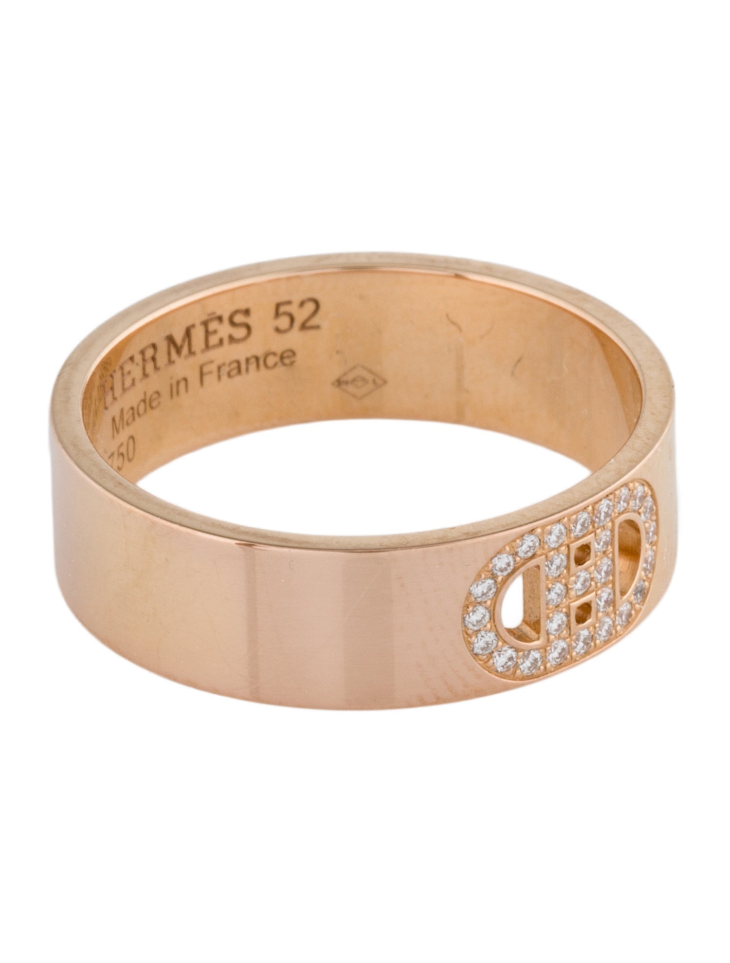 Hermès 18K Diamond Small H d'Ancre Ring