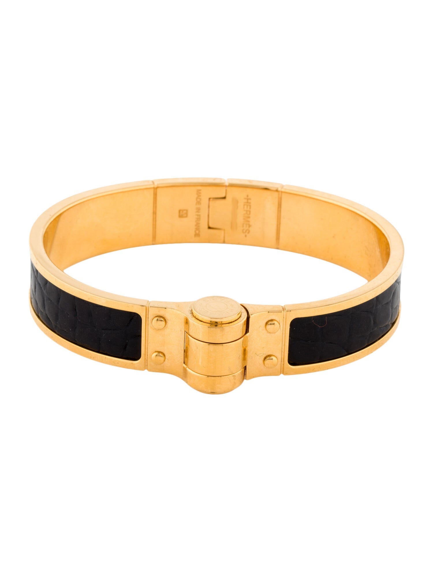 Hermès Alligator Leather Narrow Hinged Bracelet