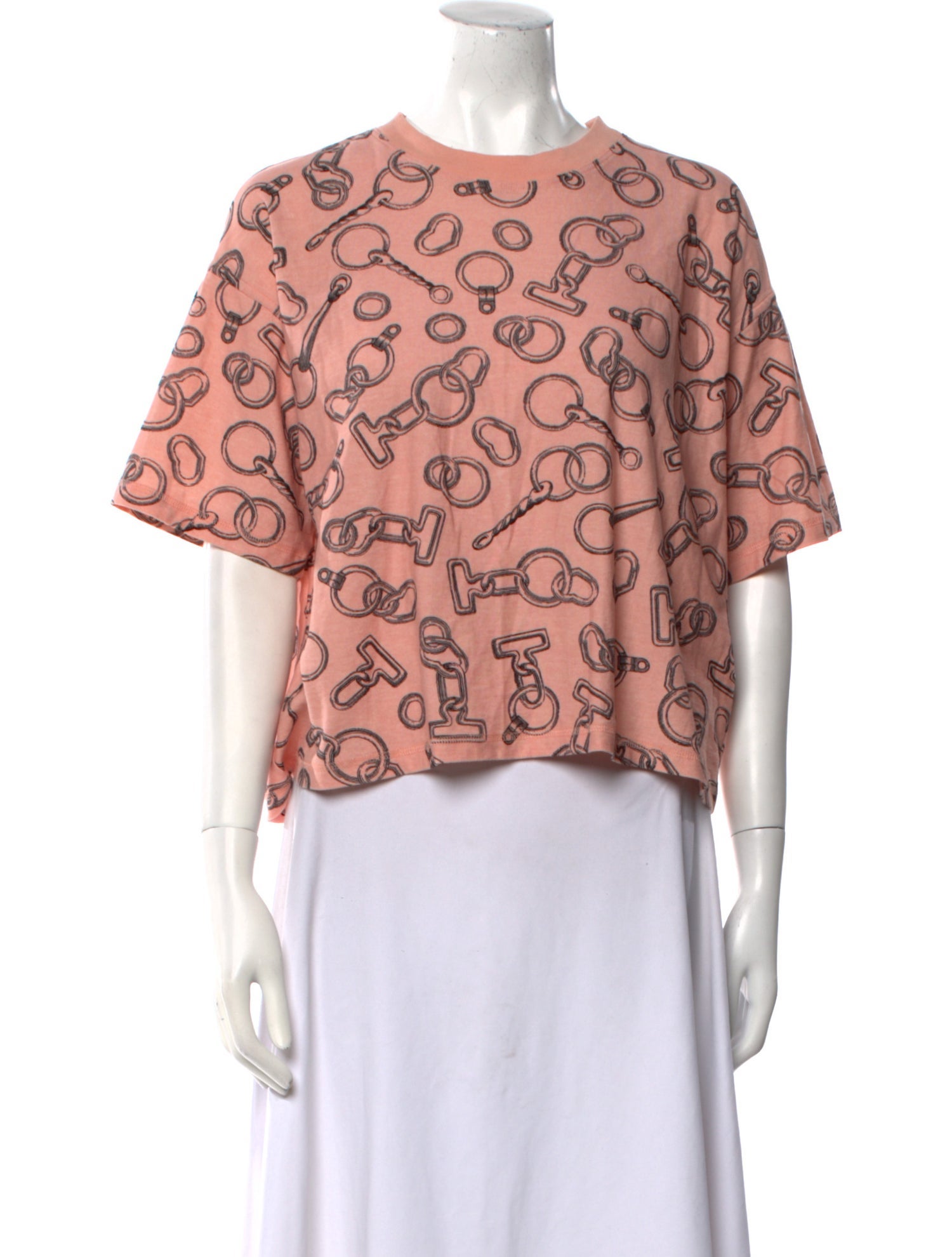 Hermès Printed Crew Neck Crop Top