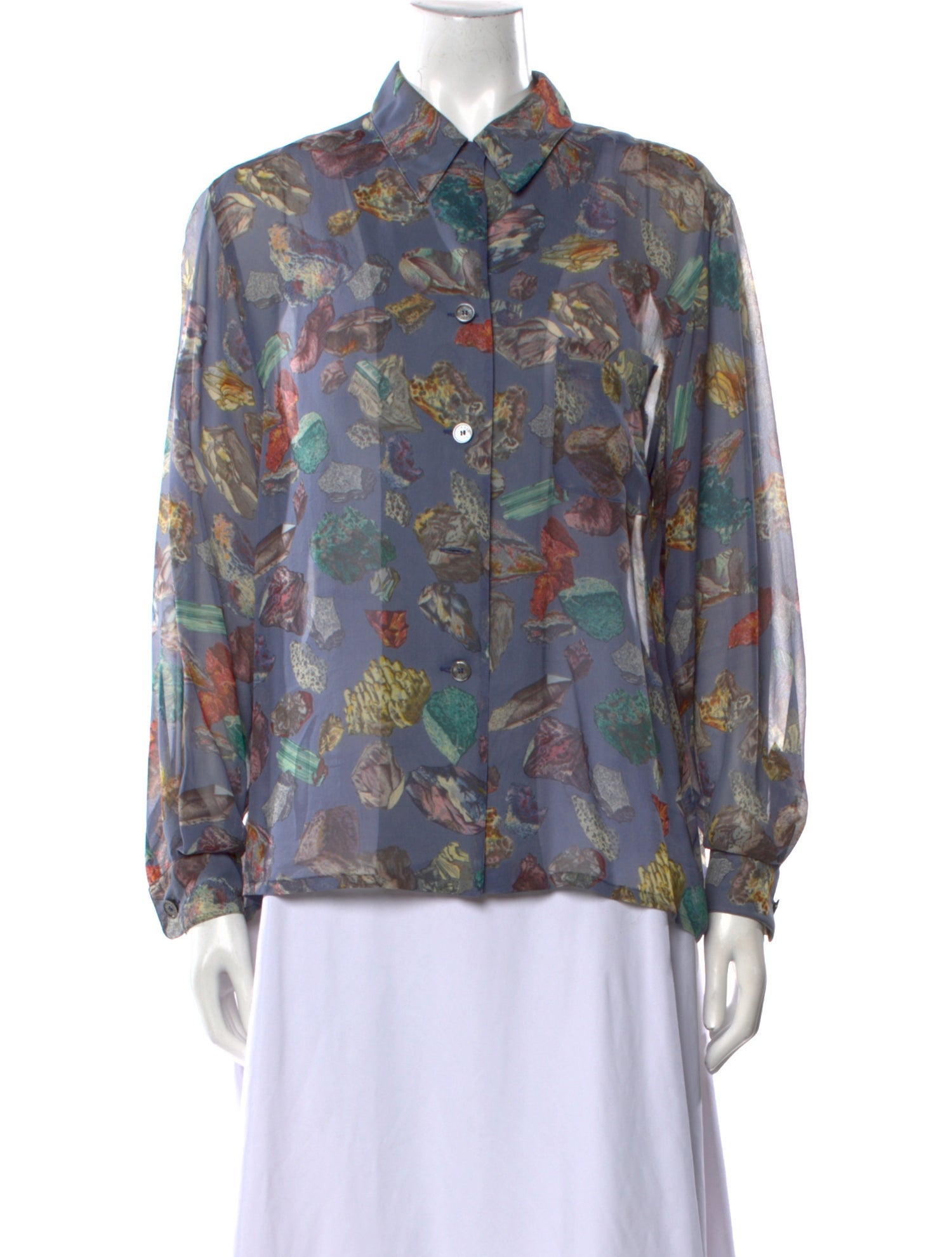 Hermès Silk Floral Print Button-Up Top
