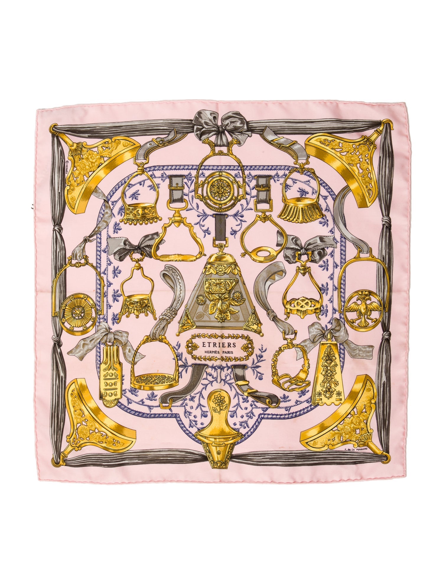 Hermès Etriers Pocket Square Silk Scarf