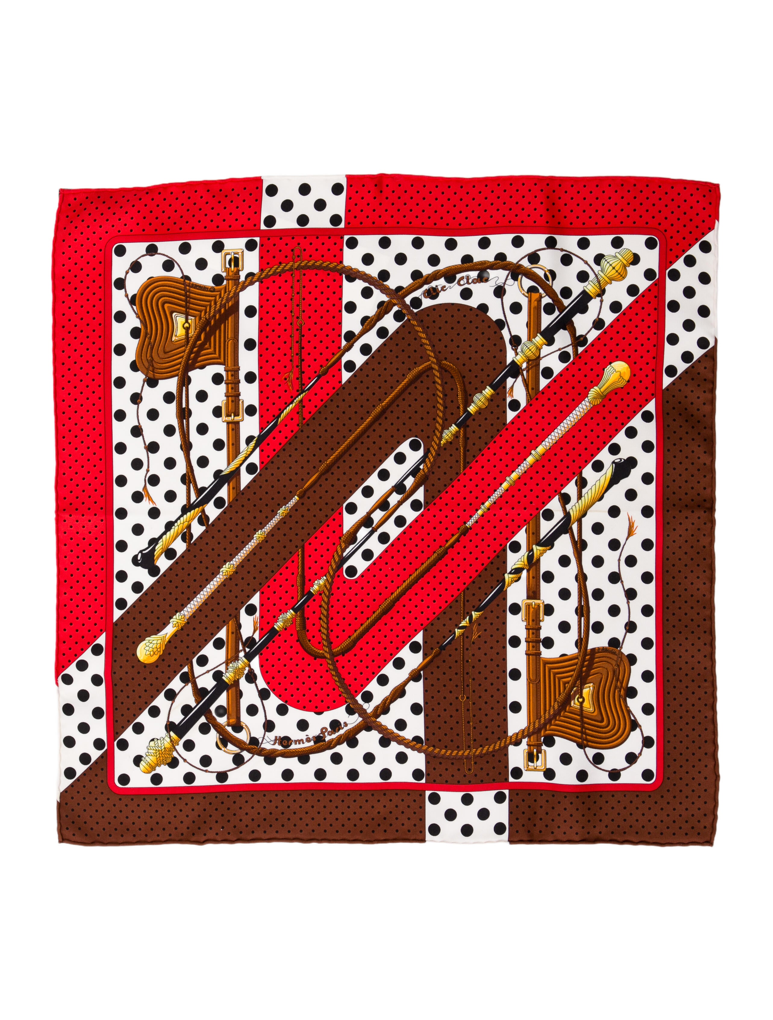 Hermès Clic Clac a Pois Pocket Square Silk Scarf