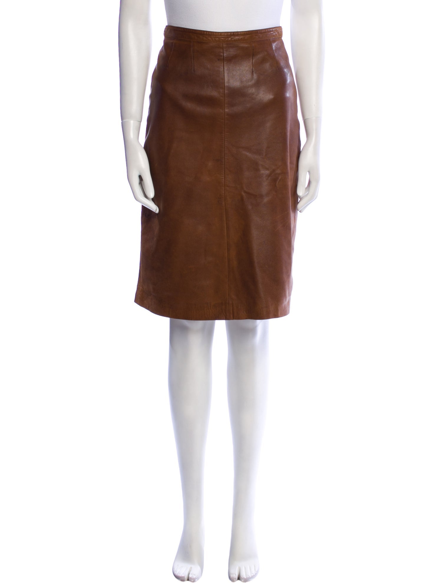 Hermès Leather Knee-Length Skirt