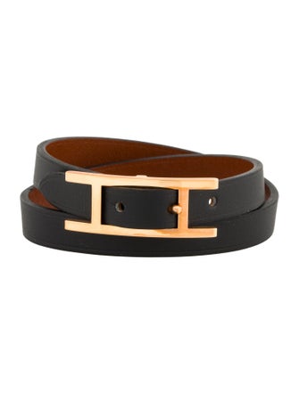 Hermès Leather Behapi Double Tour Wrap Bracelet