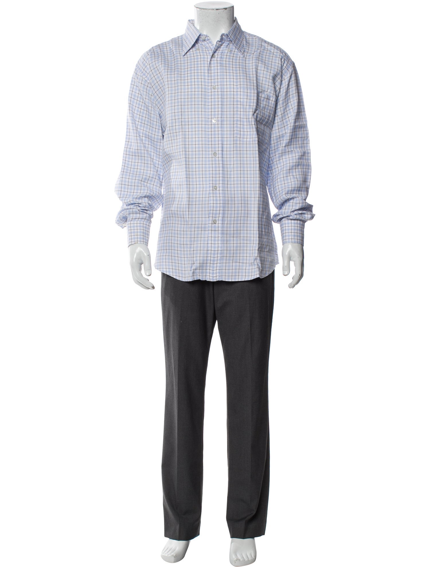 Hermès Plaid Print Long Sleeve Shirt