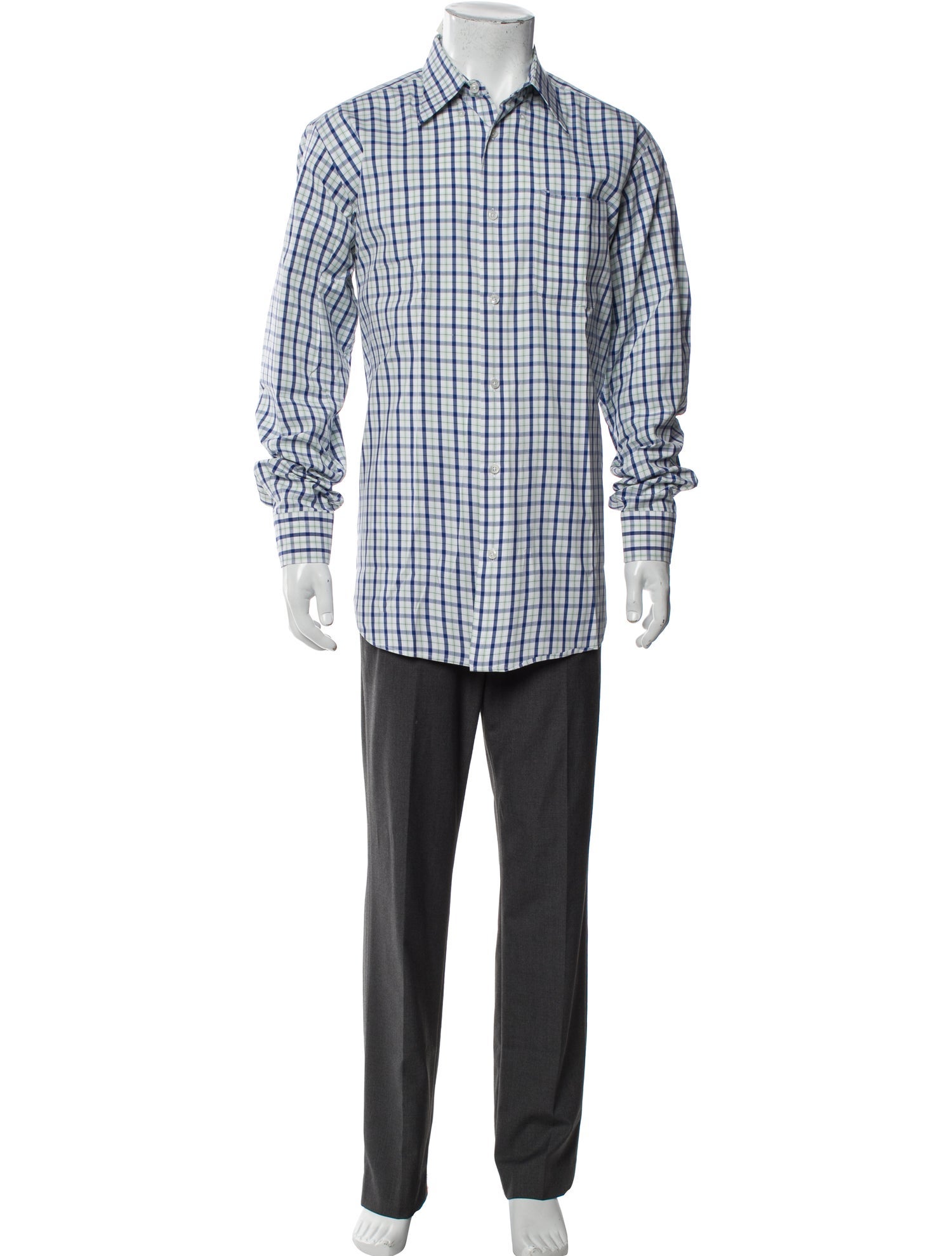 Hermès Plaid Print Long Sleeve Shirt