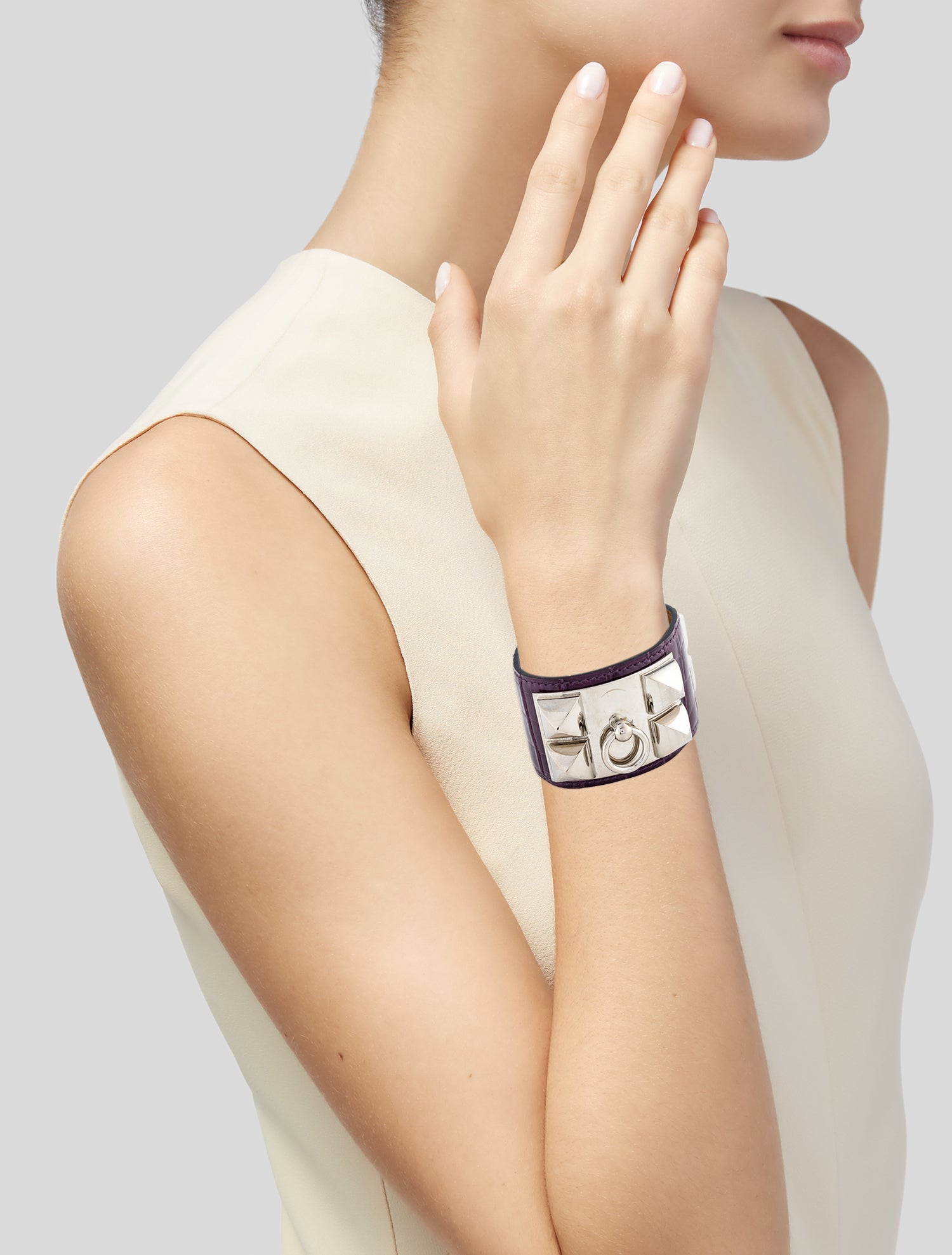 Hermès Crocodile Collier de Chien Wrap Bracelet