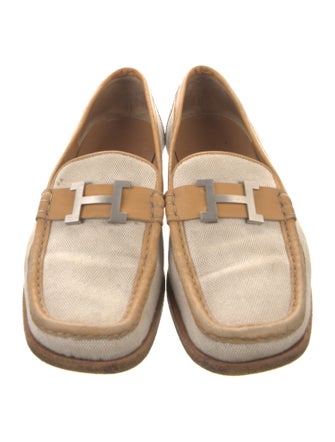 Hermès H Logo Canvas Loafers