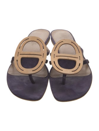 Hermès Galet Chaîne d'Ancre Suede Slides