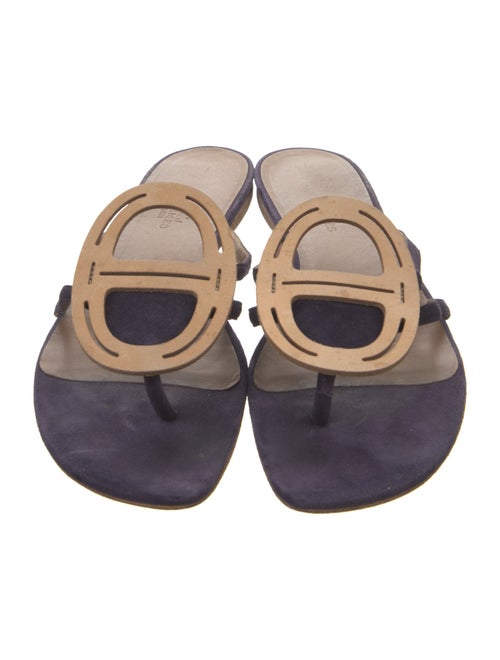 Hermès Galet Chaîne d'Ancre Suede Slides