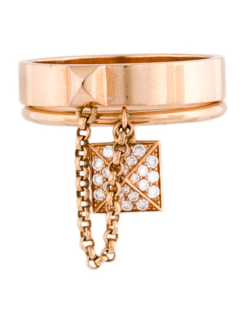 Hermès 18K Diamond Clou d'H Double Ring