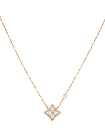 Louis Vuitton 18K Mother-Of-Pearl & Diamond Color Blossom Station Necklace