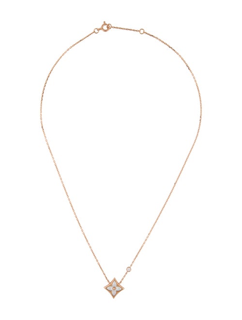 Louis Vuitton 18K Mother-Of-Pearl & Diamond Color Blossom Station Necklace