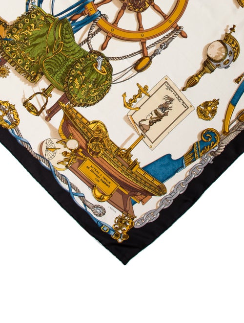 Hermès Bateau A Vapeur De Jouffroy D’Abbans 1784 Silk Scarf