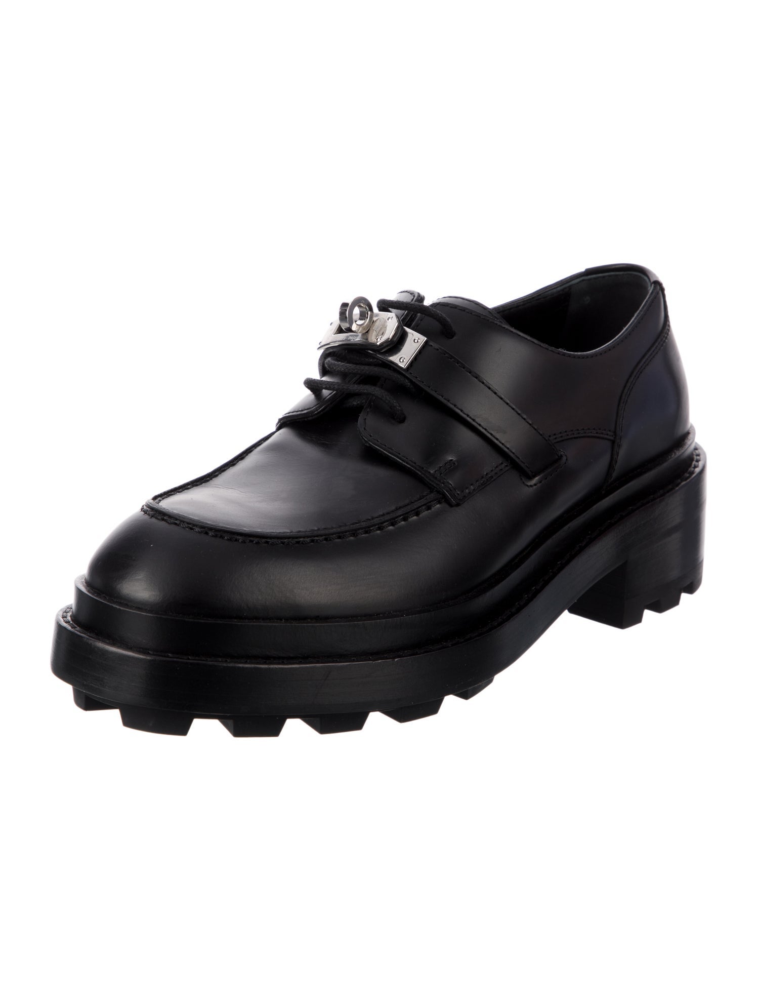 Hermès Derby First Leather Oxfords - Black Flats, Shoes