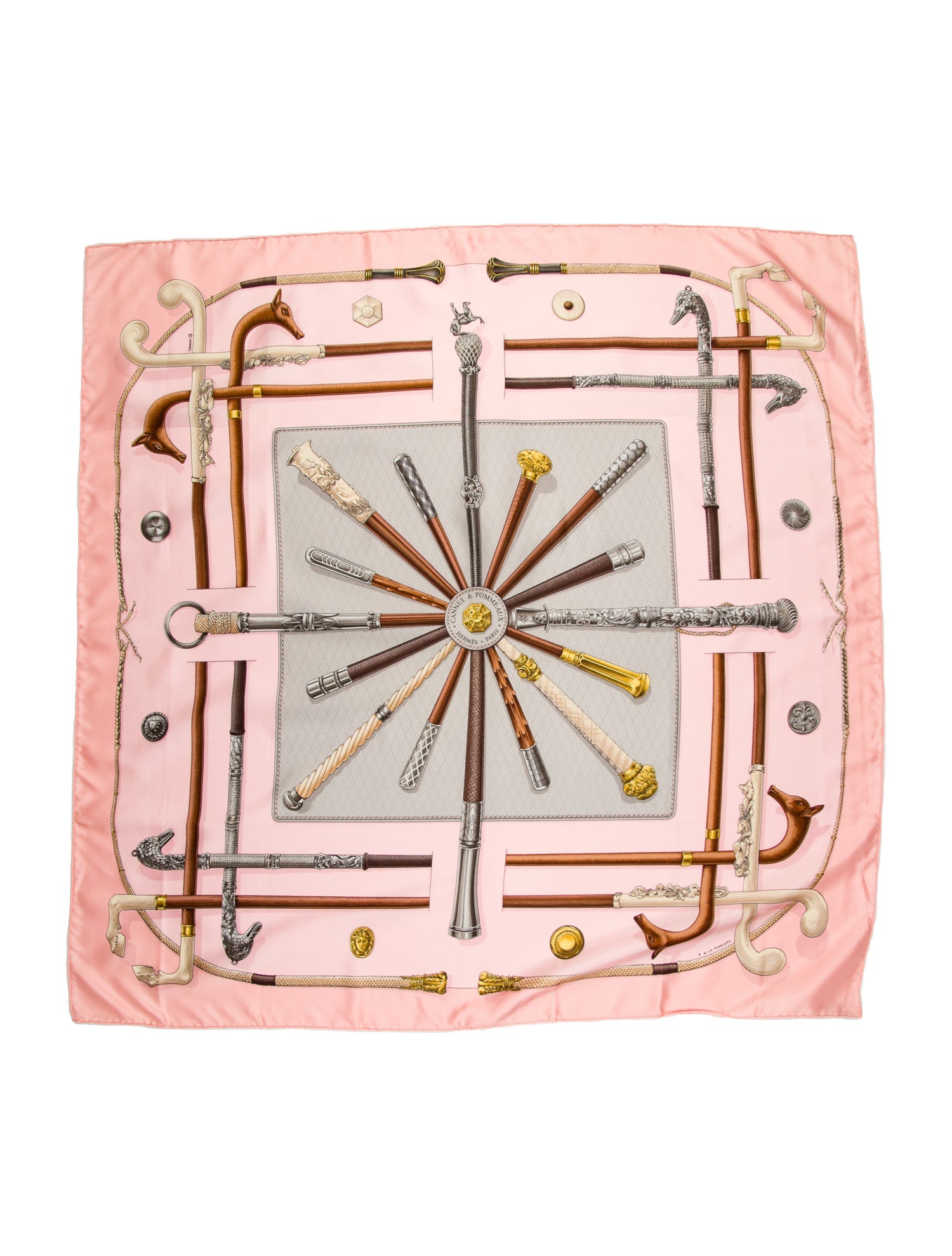 Hermès Cannes et Pommeaux Silk Scarf